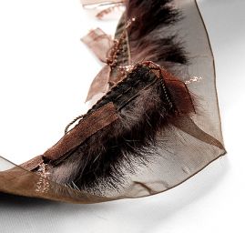 Efektní porta mašličky/imitace kožešiny hnědá