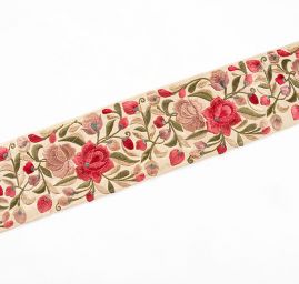 Vyšívaná stuha široká zlatobéžová