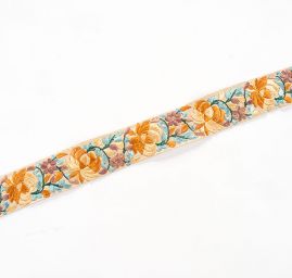 Vyšívaná stuha šantung 4cm pískové barvy