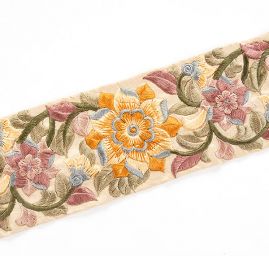 Vyšívaná stuha šantung široká žlutá