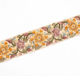 Vyšívaná stuha šantung široká žlutá