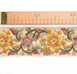 Vyšívaná stuha šantung široká žlutá