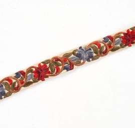 Vyšívaná stuha šantung drobný květ