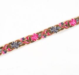 Vyšívaná stuha šantung drobné květy