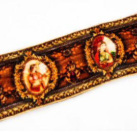 Stuha samet tisk madona rezavohnědá