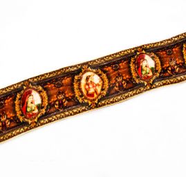 Stuha samet tisk madona rezavohnědá