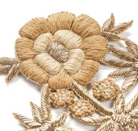 Květinová aplikace párová béžovozlatá