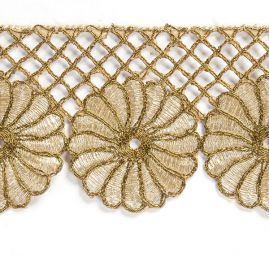 Krajková kovová stuha zlatá mřížka/síť
