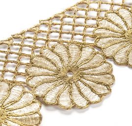 Krajková kovová stuha zlatá mřížka/síť