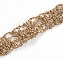 Krajková kovová stuha s flitry paisely ornament