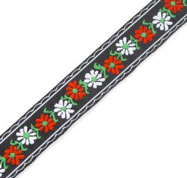 Stuha krojová vyšívaná černobílá 2cm