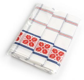 Kuchyňské utěrky, 3 ks, 45×65cm, 100% bavlna, červená