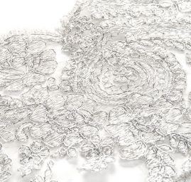 Krajka lem lurexová výšivka stříbrná