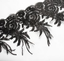 Krajkový lem lurexová výšivka černá