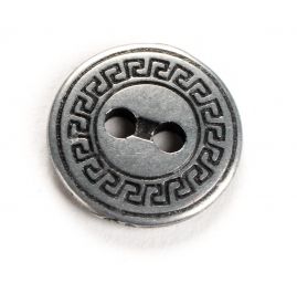 Knoflík kov nikl antik zdobný lem malý 24"