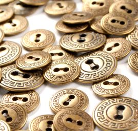 Knoflík kov staromosaz ozdobný lem malý 24"