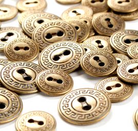 Knoflík kov staromosaz ozdobný lem velký 30"