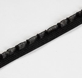 Krajková guma pruženka ozdobná volánky černá