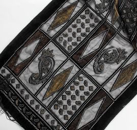 Efektní šál vypalovaný samet/tisk hnědý/khaki