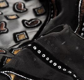 Efektní šál vypalovaný samet/tisk hnědý/khaki