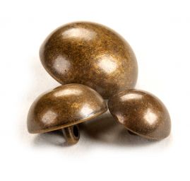Knoflík kovový půlkulatý staromosaz 15 mm