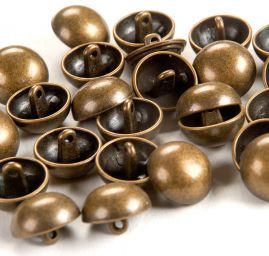 Knoflík kovový půlkulatý staromosaz 18 mm