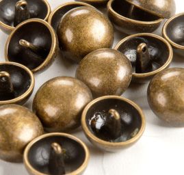 Knoflík kovový půlkulatý staromosaz 25 mm