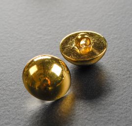 Knoflík půlkulatý zlatý s krčkem plast 28"