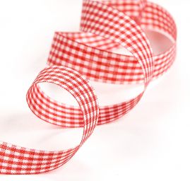 Stuha károvaná 15mm červenobílá kostka