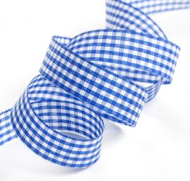 Stuha károvaná 15mm tm.modrobílá kostka