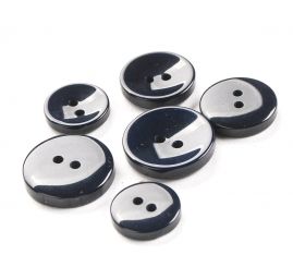 Knoflík plastový kulatý dvojdírkový 22" tm.modrý