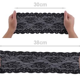 Pružná krajka vsadka lem lístečky červená