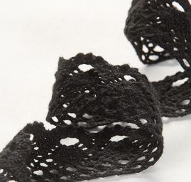 Krajka lem bavlněná paličkovaná šíře 30mm černá