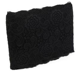 Pružná krajka lem květy černá 15cm