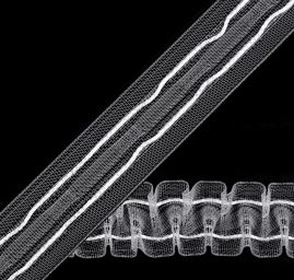 Záclonovka žabkové řasení šíře 25 mm transparentní