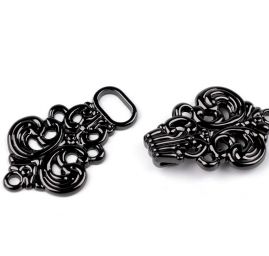 Ozdobné filigránové zapínání nikl černý 21x59mm