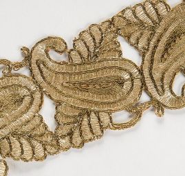 Krajková kvová stuha paisley vzor zlatá