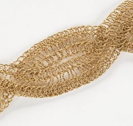 Kovová stuha řetízek ovály zlatá