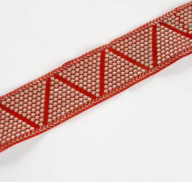 Sametová stuha vyšívaná geometrický vzor