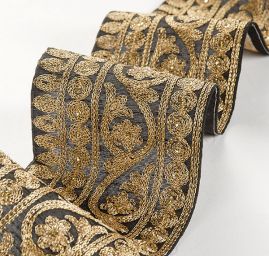 Šantungová stuha široká ornamentální vzor