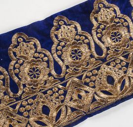 Sametová stuha široká 20cm modrá