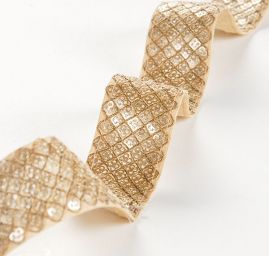 Krajková stuha kovová stuha úzká světle zlatá