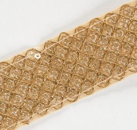 Krajková stuha kovová stuha úzká světle zlatá