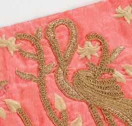 Porta vyšívaná na šantungu volavka velký vzor