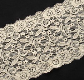 Pružná krajka vsadka lem květy/lístky krémová
