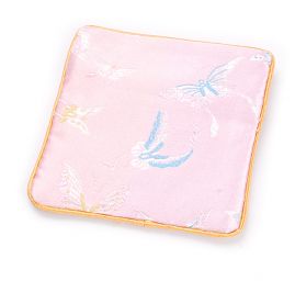 Elegantní brokátová taštička pastel růžová motýlci