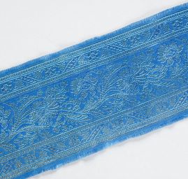 Orientální žakárová porta s kovovým vláknem tyrkys