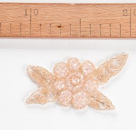 Korálková aplikace květinový motiv zlatá/růžová