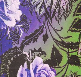 Efektní šála motiv květů fialová/zelená