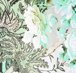 Efektní šála motiv květů šedá/zelená